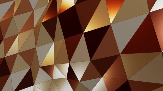 Abstract geometric background with triangular shapes in shades of bronze, copper, and gold
