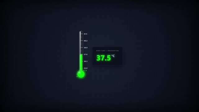 Digital thermometer interface showing normal human body temperature of 366 degrees celsius