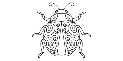  ladybug continuous one line drawing, ladybug drawing by one continuous line sketch, isolated, vector, Minimalist one line art drawing of a ladybug with distinctive spots on a clean white background © Line sA