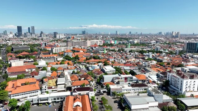 Aerial view of Surabaya, the capital city of East Java province in Indonesia