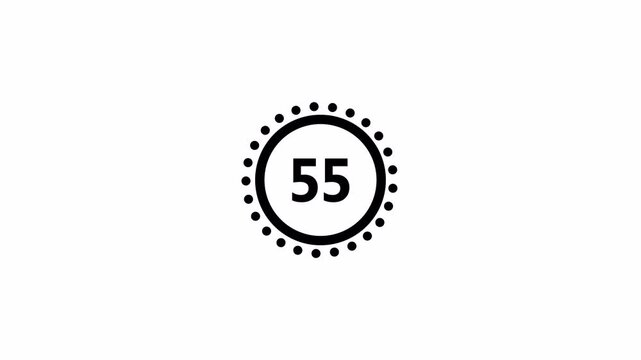 One minute countdown timer animation from 60 to 0 seconds on transparent background in 4k Animation with Alpha Channel , 60 second countdown timer, Countdown video.
