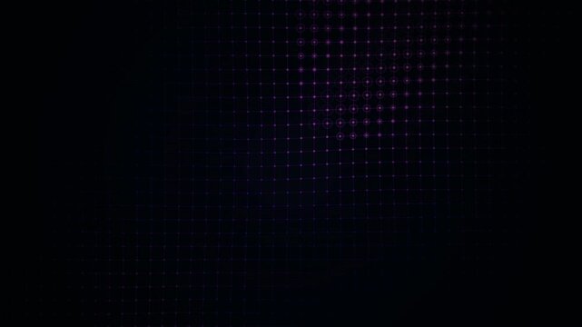 Abstract digital background with a glowing purple grid pattern and nodes