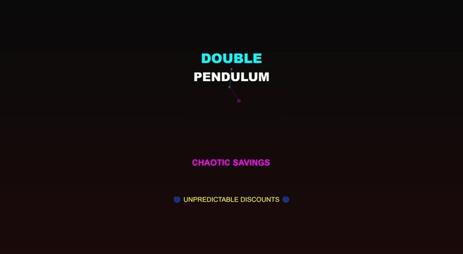 Double pendulum physics simulation with chaotic savings motion animation