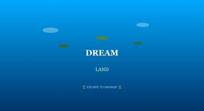 Dream land escape to savings minimalist blue motion animation background
