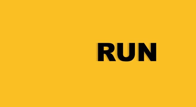 Dynamic run typography animation on yellow animation background, for motion