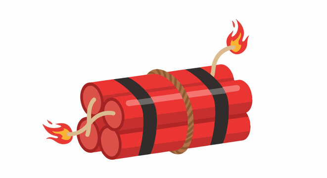 Red sticks of dynamite bundled together with rope and lit fuses
