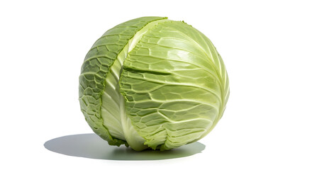 Obraz premium Fresh Green Cabbage Isolated on White Background Studio Shot.