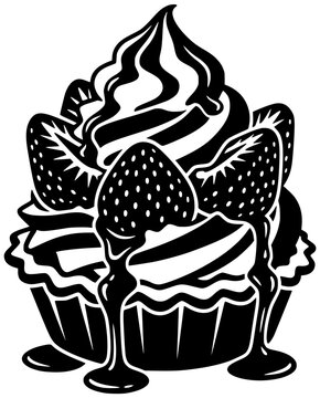 fruit illustration rhubarb silhouette dessert logo homemade icon strawberry outline sweet pie pastry food red cake summer sugar fresh shape pudding vector graphic background