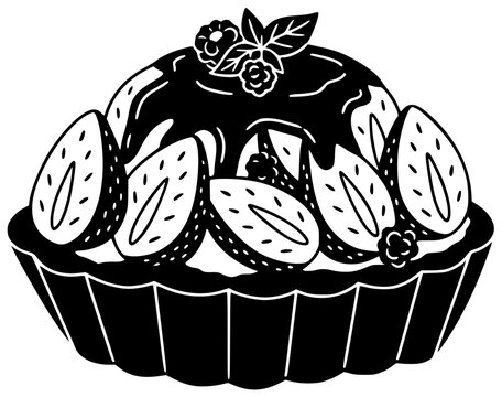 fruit illustration rhubarb silhouette dessert logo homemade icon strawberry outline sweet pie pastry food red cake summer sugar fresh shape pudding vector graphic background