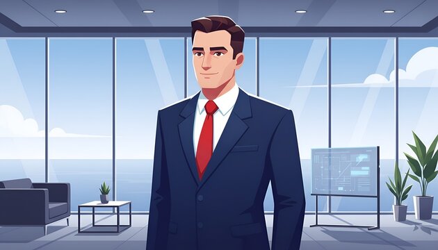 A man in a suit standing in an office