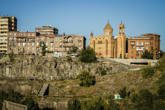 Old Historic Buildings on a Cliff In Yerevan Armenia 