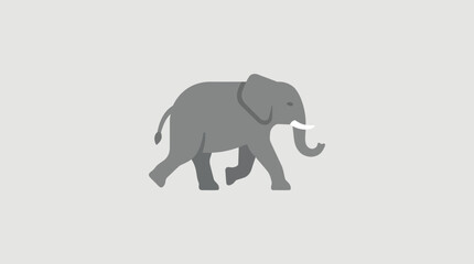 Fototapeta premium Minimalist gray elephant walking on neutral background