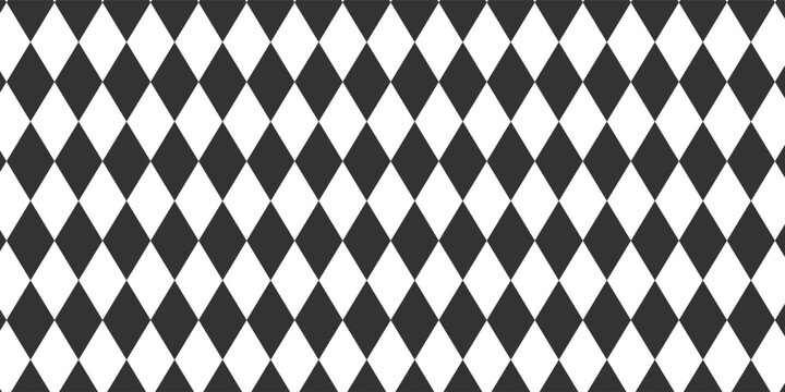WebHarlequin seamless pattern. Geometric background with with black and white rhombus. Circus or masquerade ornament. Vector flat illustration.Eps10