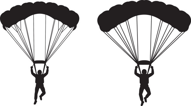 Silhouette of a skydiver with a parachute 