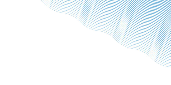 Blue wave texture gradient. Fading curved linear halftone gradation. Wavy water lines pattern wallpaper. Thin to thick undulate stripes background for overlay, print, cover, graphic design. Vector
