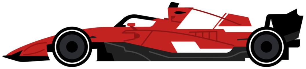 Fototapeta premium Side profile view of a red Formula 1 race car, highlighting its aerodynamic silhouette
