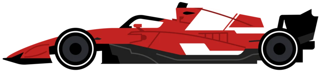 Fotobehang F1 Side profile view of a red Formula 1 race car, highlighting its aerodynamic silhouette  © achmad