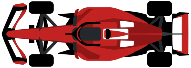 Fotobehang F1 Overhead top-down view of a red Formula 1 race car, displaying chassis and body shape  © achmad