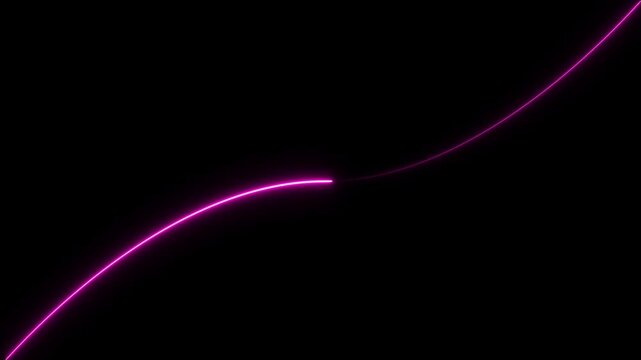 Abstract colorful neon lights animated on a black background. Movement of neon diagonal lines or glowing light stripes. seamless neon light line technology purpal color line icon.4k video.