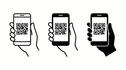 Qr code scanning with smartphone icons in various styles qr code mobile phone © UniQue DEsigN
