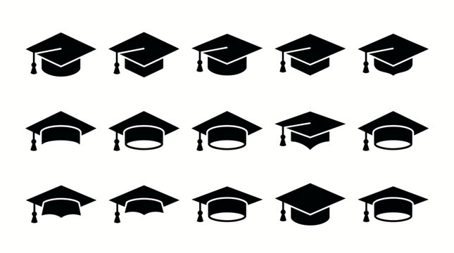 Collection of graduation caps with graduation cap black and white academic ach