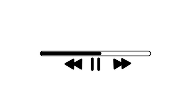 Digital audio spectrum sound wave effect animation,bar animation for video or music player.Music player scroll bar button with audio reactor.black color on white background.4k