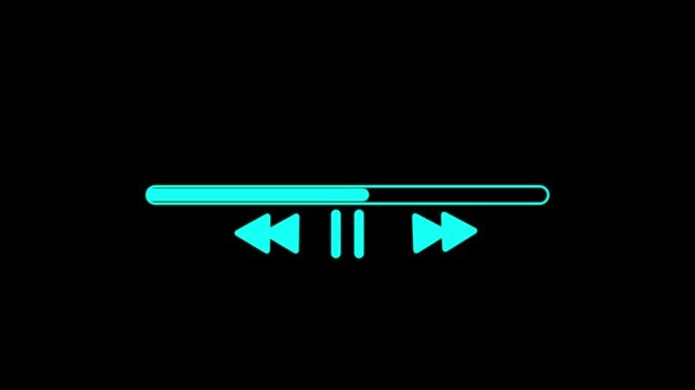 Digital audio spectrum sound wave effect animation,bar animation for video or music player.Music player scroll bar button with audio reactor.sign color on black background.4k