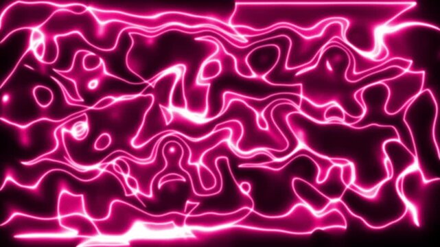 Neon color glowing liquid background. abstract neon light lines animation mess background.4k video.Loop motion graphics of abstract magenta vector curve.