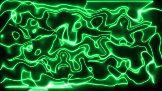 Green color glowing liquid background. abstract neon light lines animation mess background.4k video.Loop motion graphics of abstract magenta vector curve.