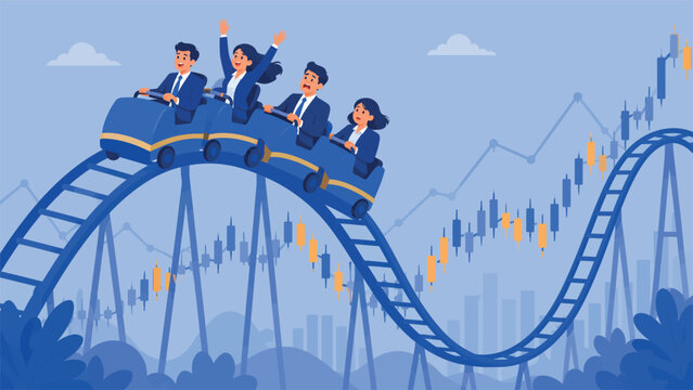 Stock Market Volatility and Investment Risk Flat Vector Illustration