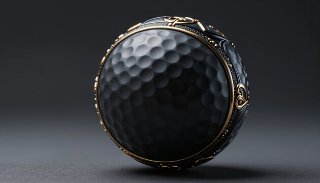 Schwarzer Luxus Golfball mit filigranen Goldverzierungen