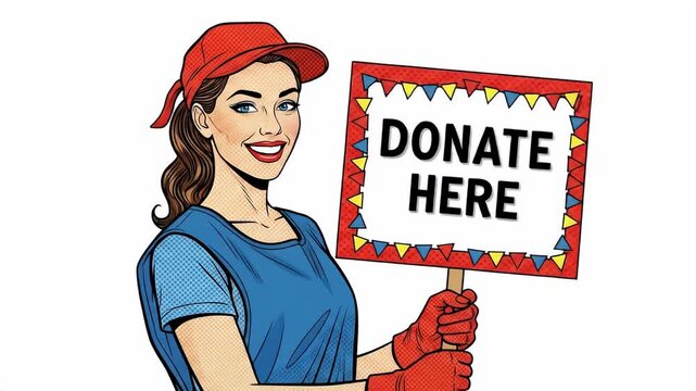 Donate Here - A Pop Art Illustration for Charitable Giving.