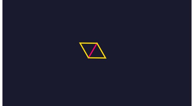Minimalist rotating geometric diamond shape animation on dark animation