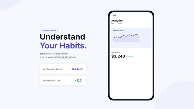 Mobile Finance Spending Analytics UI Motion Animation