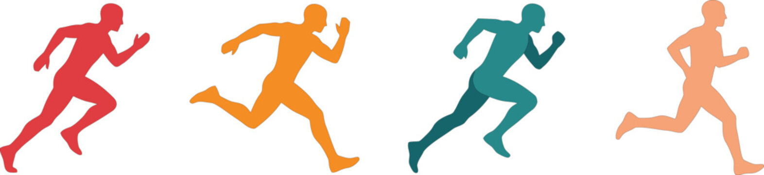 Running Men Silhouette Vector Set in Colorful Gradient Styles