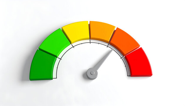 Credit Score Gauge Meter Indicating Financial Health Status.
