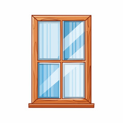 Obraz premium Cartoon Wooden Window with Four Panes