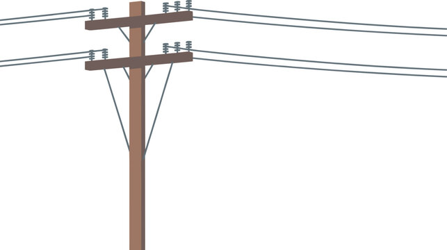 Close-up of a wooden utility pole with electrical wires and insulators wooden pole electricity