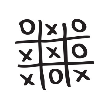 A simple hand-drawn illustration of a tic-tac-toe game board.