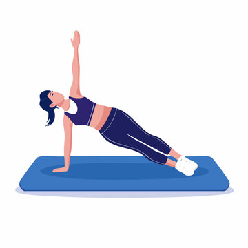 Woman Performing Side Plank Exercise on Yoga Mat