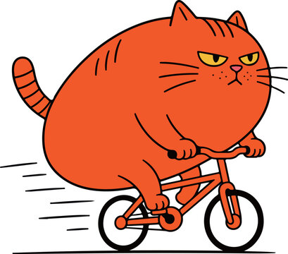 Orange Cat Riding a Bicycle