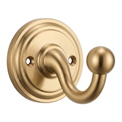 Obraz premium Solid Brass Wall Mount Coat Robe Hook Isolated on White Background