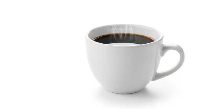 Steaming White Coffee Cup Isolated on White Background.