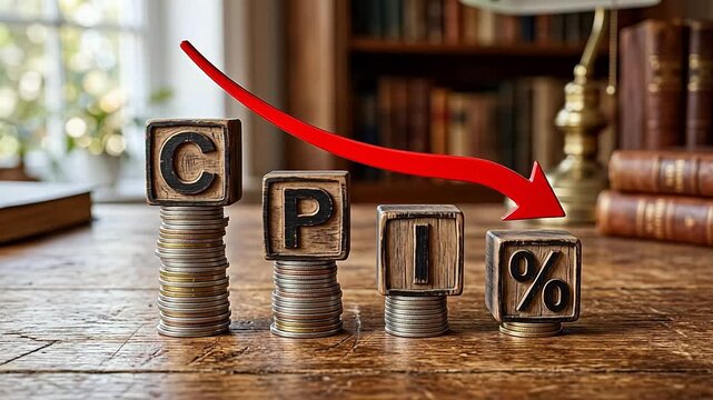 Wooden blocks and coins with CPI percentage perfect for executive summaries and corporate branding