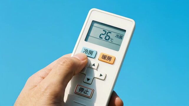 エアコンのリモコン操作（冷房26度設定）