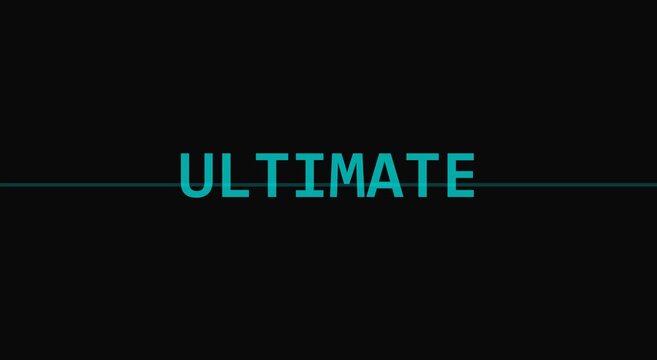 Ultimate minimalist teal typography title card on dark animation
