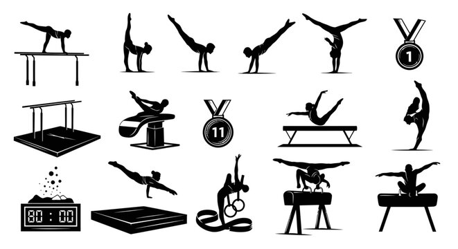 Gymnastics and Trampoline Training Elements Collection