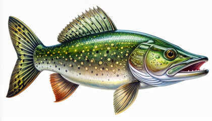 Fototapeta premium Detailed illustration of a muskellunge fish study