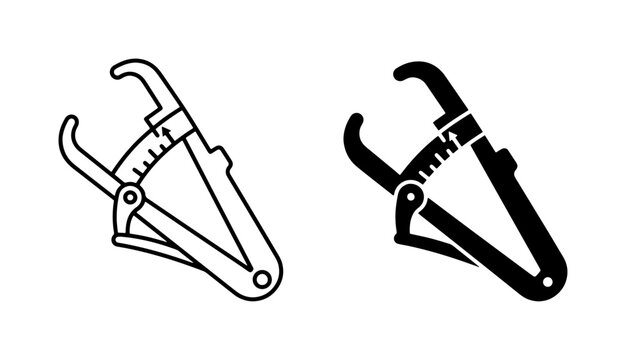 Body Fat Calipers, Measurement Tool Vector Icons. Health, Fitness, Body Composition Analysis. Two Styles: Outline and Solid Black.