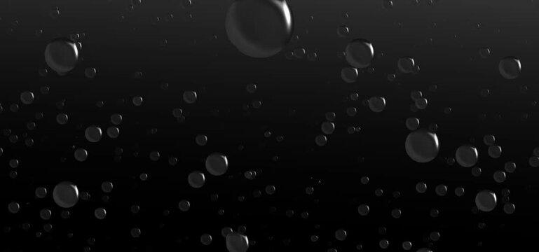 Abstract Rising Bubbles 3D Animation on black background. 